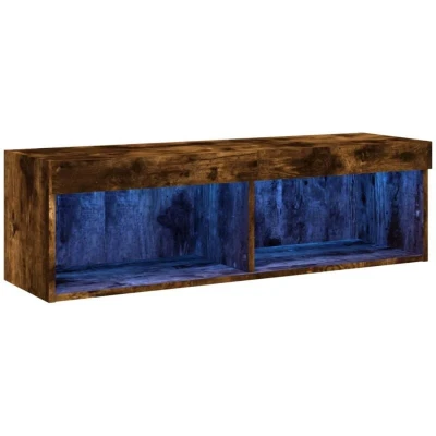 Image of vidaXL TV Cabinet with LED Lights Smoked Oak 100x30x30 cm