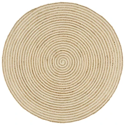 Image of vidaXL Handwoven Round Jute Rug with Spiral Design 100% Natural Material Carpets, Easy Maintenance, Unique Artisan Design, Durable Mats for Home Decor, Diameter 120 cm