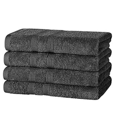 Image of DARWEN STAR Hand Towels Pack of 4 100% Egyptian Cotton 500 GSM Premier Quality Quick Dry Multipurpose Super Soft &amp; Absorbent 50 x 85 cm (Charcoal Grey)