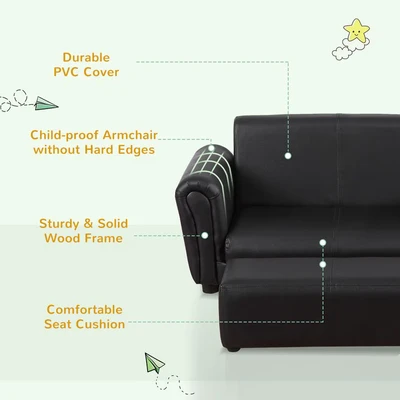 Image of HOMCOM Kids Sofa 2 Seater Childrens Armchair Furniture Bedroom Playroom