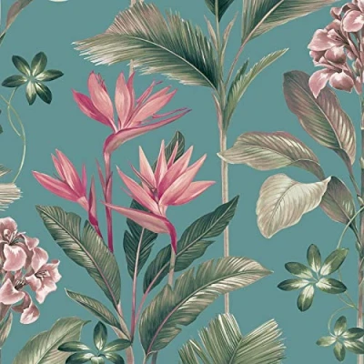Image of Oliana Floral Wallpaper Soft Teal Belgravia 8486
