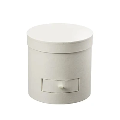 Image of Oasis CREAM ROUND 15CM GIFT HAT FLOWER BOX LINED WITH DRAWER