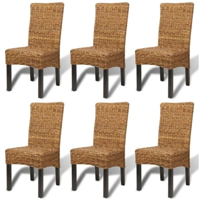 Image of vidaXL Dining Chairs 6 pcs Abaca and Solid Mango Wood