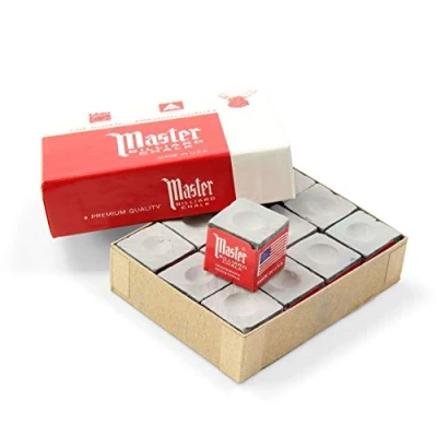 Image of Tweeten MASTER BILLIARD Pool Snooker Cue Chalk Dozen Box 12 Pieces GREY