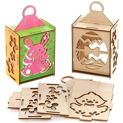 Image of Baker Ross Easter Wooden Lanterns Pack of 3, Crafts, Craft for Kids (AX805)