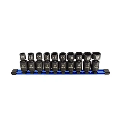 Image of Astro Pneumatic Tool 78344 10 Piece 3/8&quot; Drive Nano Pinless Universal Impact Sockets Metric, Black