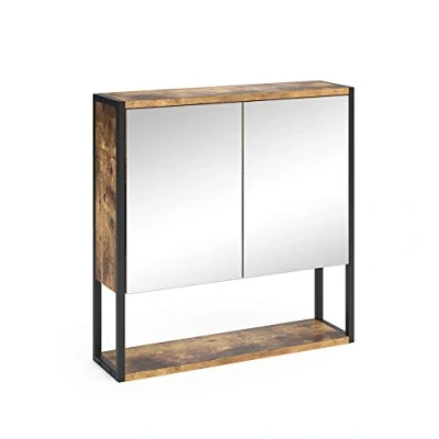 Image of Vicco Bathroom mirror cabinet Fyrk, Rustic oak/Black, 60 x cm