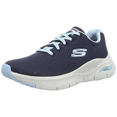 Image of Skechers Women&#039;s Arch Fit Big Appeal Sneaker,Navy Knit Mesh / Lt Blue Trim,3 UK