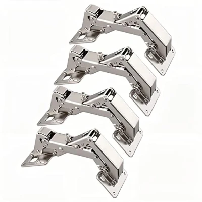 Image of Qrity 4X Pack of Kitchen Cabinet Door Hinges Cupboard 170 Degree + 16 Fixing Screws Large Angle No Slot Required Easy to Install