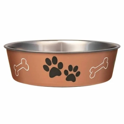 Image of Loving Pets Stainless Steel Bella Dog Bowl Non Slip Dishwasher Safe &amp; Bacteria Resistant Metallic Pet Dish Copper Large (1.5 Litre)