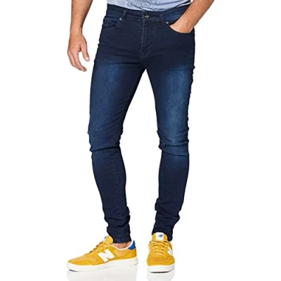 Image of Enzo Mens Ez326 Skinny Jeans, Darkwash, 42W / 30L UK