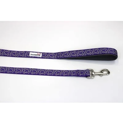 Image of Doodlebone Padded Lead, Violet Leopard Reflective, 25mm
