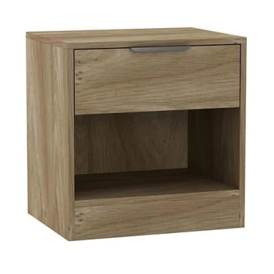 Image of URBNLIVING 1 Drawer Bedside Oak Table Nightstand Shelf File Cabinet Storage for Bedroom Wooden Furniture Modern Sofa Side End Compact Unit Living Room, H46.5cm x W45cm D35cm