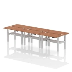 Image of Air B2B 1200x600mm Height Adjustable 6P Bench Desk CP Walnut/Silver