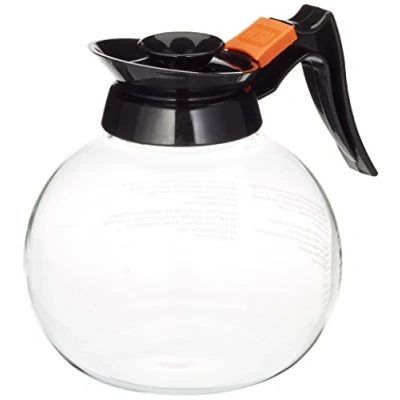 Image of Stalwart D821 Coffee Jug Glass Mug Cup Creamer Pitcher Decanter, Transparent, Black, 1.8Ltr