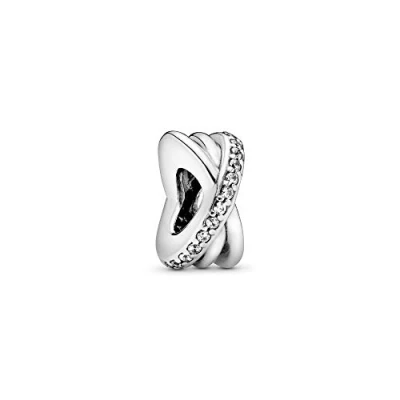 Image of Pandora Timeless Sparkling &amp; Polished Lines Silver spacer with clear cubic zirconia