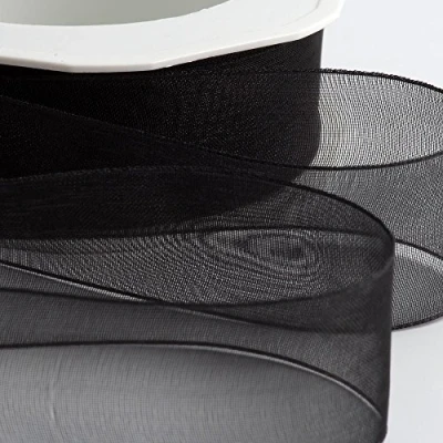 Image of Italian Options Organza Chiffon Ribbon, 15mm x 20 Metre Roll, Black