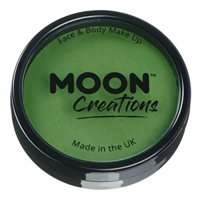 Image of Moon Creations Pro Face &amp; Body Makeup Grass Green 36g Professional Colour Paint Cake Pots For Painting Kids, Adults, Fancy Dress, Festivals, Halloween