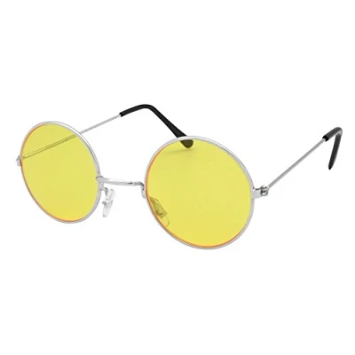 Image of Silver Frame Yellow Lennon Glasses (1 Pc.) Stylish &amp; Trendy Eyewear Design, Perfect Accessory for Hippie, Music Festivals, World Book Day, More Halloween