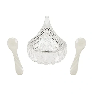 Image of DUEBEL Glass Caviar Chiller Server Set Plus 2pcs. x Mother of Pearl Spoon 8cm