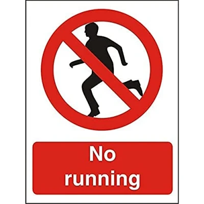 Image of Seco No Running Sign, 150mm x 200mm 1mm Semi Rigid Plastic