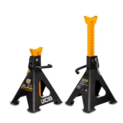 Image of JCB 6 Tonne Heavy Duty Automotive Jack Stand Set, Adjustable Height 405 620mm, Double Locking, Wide Base Stability