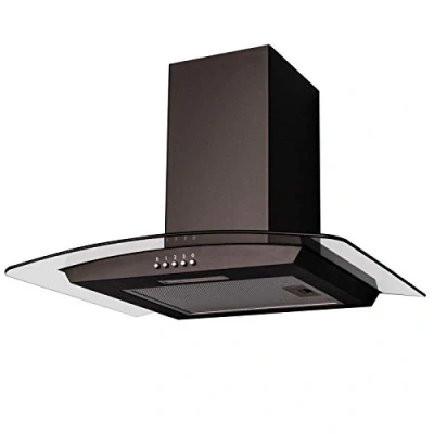 Image of SIA CGH60BL 60cm Black Curved Glass Chimney Cooker Hood Kitchen Extractor Fan