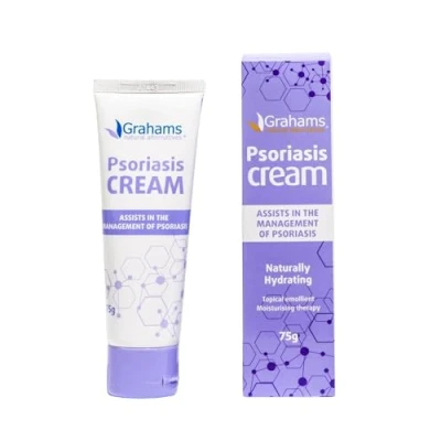 Image of Grahams Natural Psoriasis Cream Moisturiser Treatment for Skin to Reduce Scaling, Relieve Inflammation, Irritation, Itch, Redness &amp; Dryness Fragrance Steroid Free (1 x 75g)