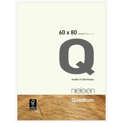 Image of nielsen Quadrum Photo Frame, 60x80cm Wood Picture Covering White Frame with Protective Float Glass and Push Turn Clips