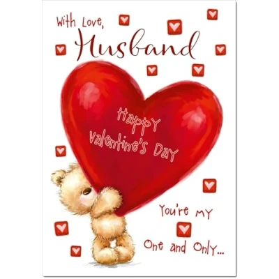 Image of doodlecards Husband Valentine&#039;s Day Card Teddy and Giant Love Heart Large A4 Size with Plain Envelope