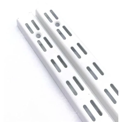 Image of Twin Slot Shelving Uprights White Wall Mounted Heavy Duty Steel Upright Pack of 2 430mm / 43cm