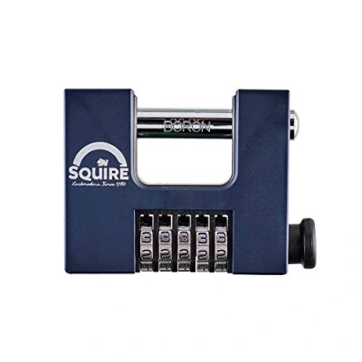 Image of Squire Heavy Duty Padlock (CBW85) Toughest Rotating Shackle 5 Wheel Combination Block Alloy Steel for Corrosion Resistance Weatherproof Lock Home, School &amp; Shed (Blue, 85 mm)
