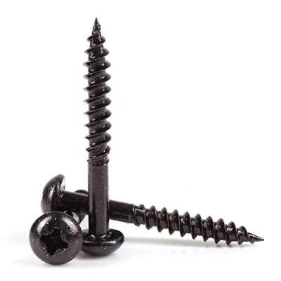 Image of 25x Timco Black Passivated Wood Screws 8G x 1 1/2&quot; Round Head Coated Blackjax Fasteners