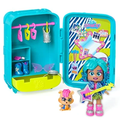 Image of KOOKYLOOS Suzie’s suitcase Doll’s with over 14 fashion accessories and exclusive doll 3 fun expressions. Includes clothes, shoes, hangers an pet