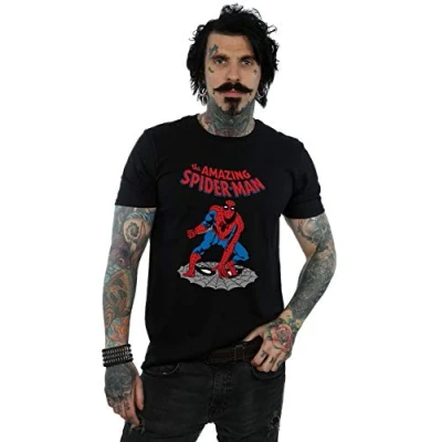Image of Marvel Men&#039;s Spider Man Painting T Shirt Black Large