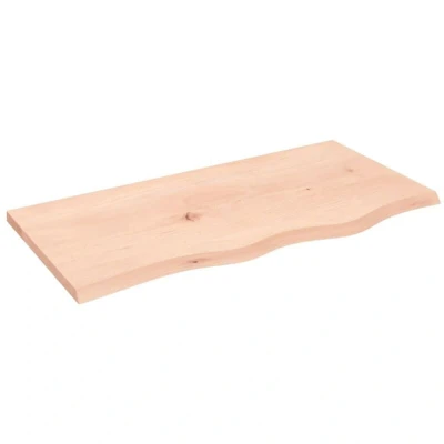 Image of vidaXL Bathroom Countertop in Untreated Solid Oak Wood, Handmade with Live Edge, Ideal for Versatile Usage 80x40x2cm