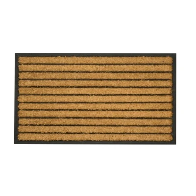 Image of Dandy Tuffridge Striped Heavy Duty Rubber &amp; Coir Scraper Mat Hardwearing Outdoor Doormat (60cm x 40cm)