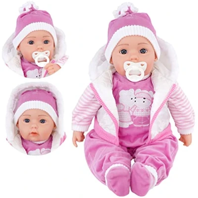 Image of Bibi Doll 20&quot; Lifelike Large Size Soft Bodied Baby Girls Boys Toy With Dummy &amp; Sounds (White Coat)