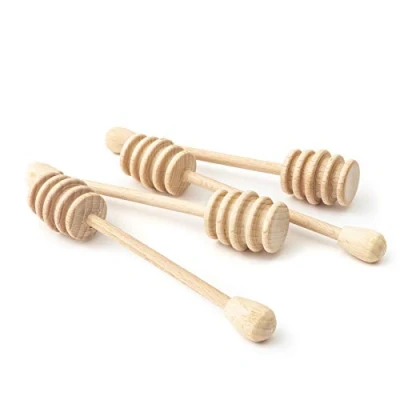 Image of tuuli Kitchen 4 piece Wooden Set Honey Dipper Drizzler Server Spoon Sticks 15 cm