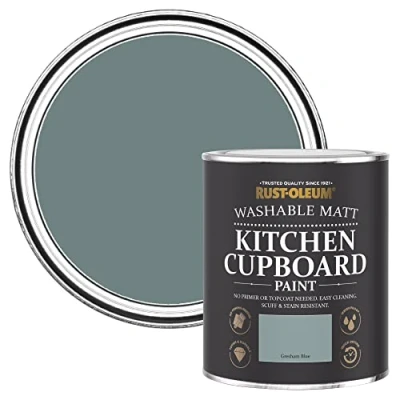 Image of Rust Oleum Blue Kitchen Cupboard Paint in Matt Finish Gresham 750ml