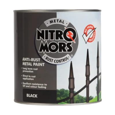 Image of Nitromors Anti Rust Smooth Finish Metal Paint, No Primer Required, Black, 2.5 L