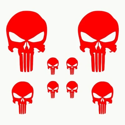 Image of Autodomy Punisher Skull Stickers Pack 8 Units for Car or Motorcycle (Red)