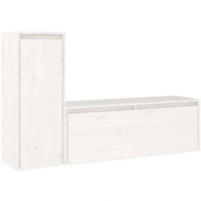 Image of vidaXL TV Cabinets 2 pcs White Solid Wood Pine