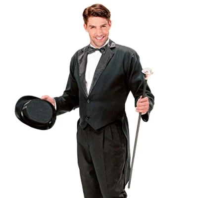 Image of Mens Blk Lined Tailcoat Costume Small for Hardy Hollywood Film Fancy Dress