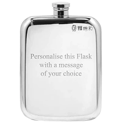 Image of English Pewter Company 6oz Plain Hip Flask. Personalised with Free Engraving [SF435]