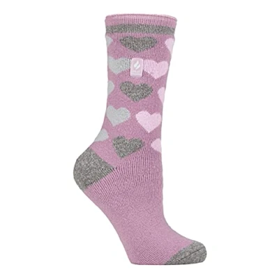 Image of HEAT HOLDERS Lite Womens Insulated Thermal Socks Multiple Designs Including Argyle Stripes Hearts Stars Warm for Winter (4 7, Mauve (Paris))