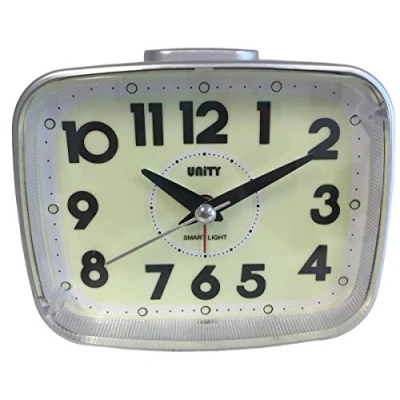 Image of Unity Super Luminous Dial Alarm Clock 49024, White, 12.5 x 10 7 cm