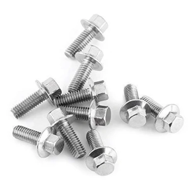 Image of 10pcs M6 Stainless Steel SS304 Screw Kit, Hex Flange Screws Cap Washer Head Bolts Fastener(M6*16)
