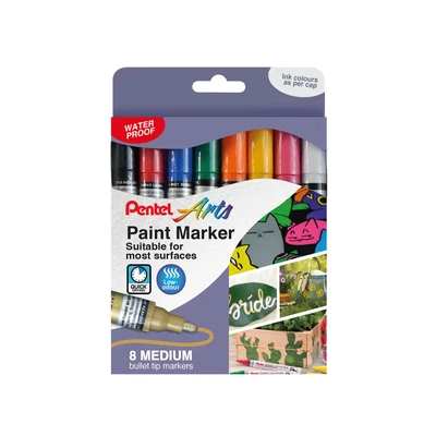 Image of Pentel Paint Marker Medium Bullet Tip Assorted (Pack of 8) YMMP10/8 M