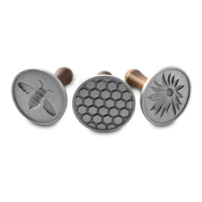 Image of Nordic Ware Honey Bees Cookie Stamps (Set of 3), Sturdy Cast Aluminium Stamp Set, Press Set Made in The USA, and Durable Biscuit Maker 01250, Silver